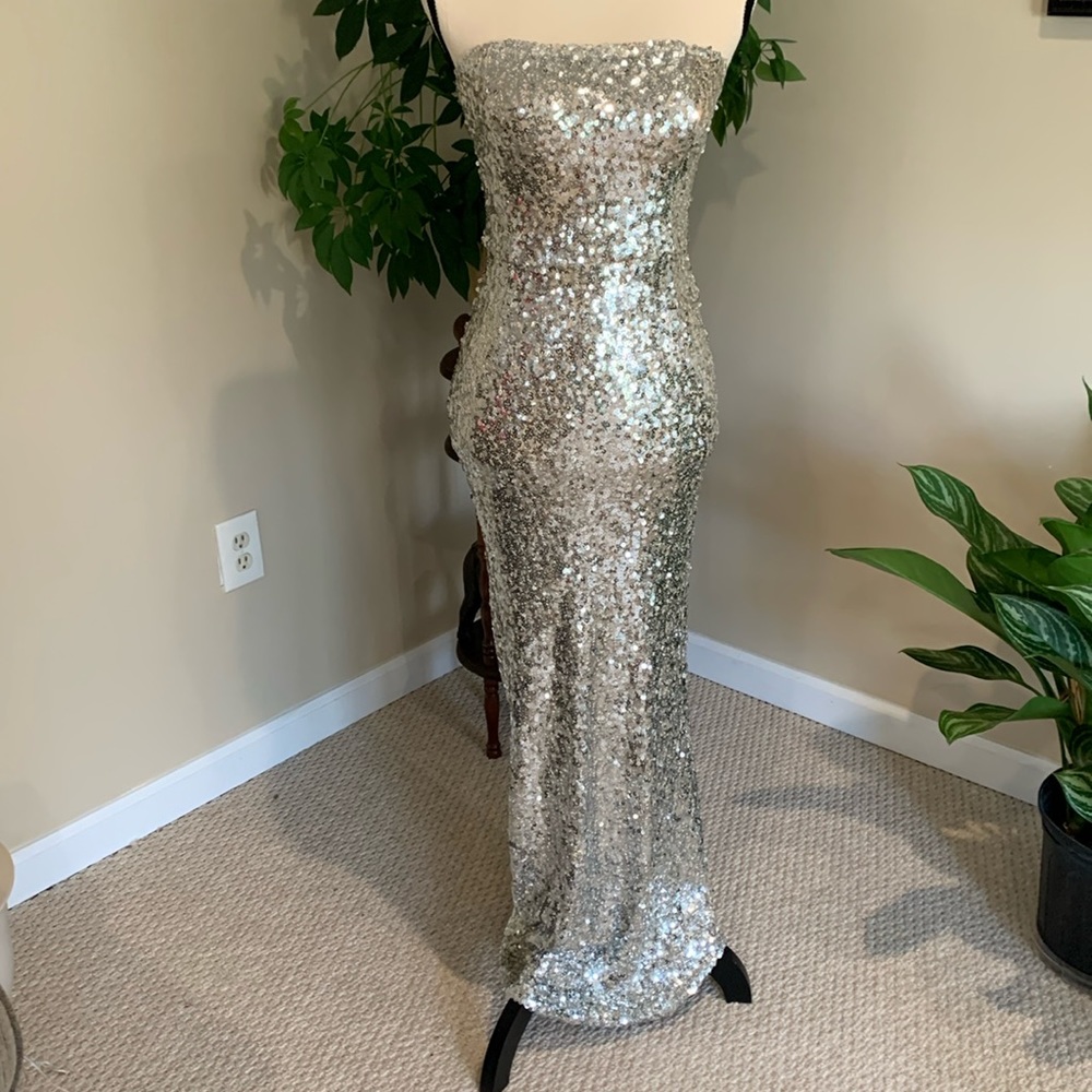 Forever 21 Silver Sequin Evening Dress